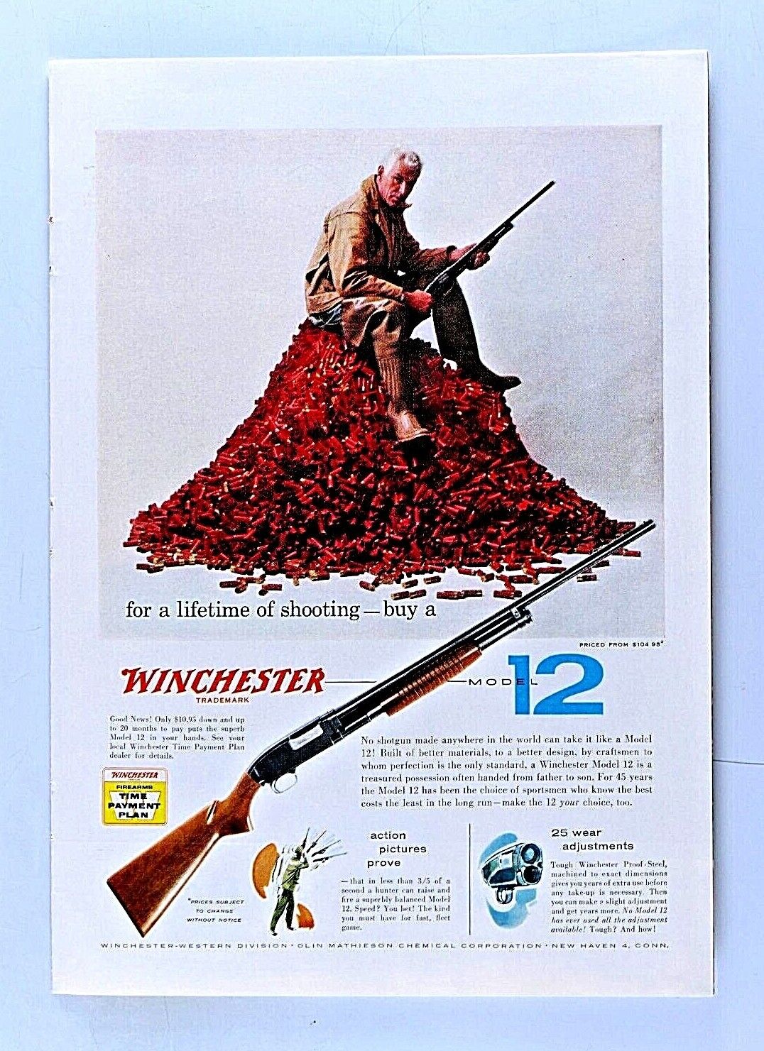 Winchester Model 12 VTG 1957 Shot Gun Life Time Of Shooting Original Print Ad 