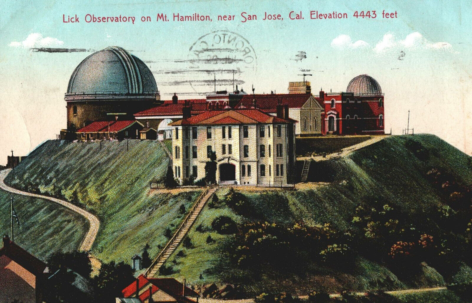 VINTAGE POSTCARD LICK OBSERVATORY ON MT HAMILTON SAN JOSE CALIFORNIA MAILED 1907