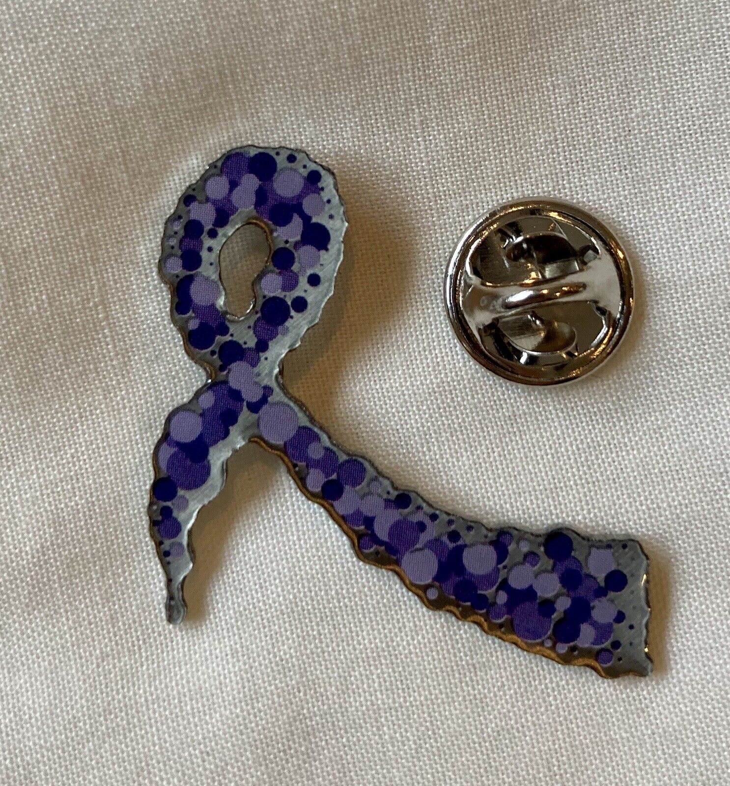 Eating Disorders Awareness ribbon purple pin badge .Anorexia Nervosa, Bulimia