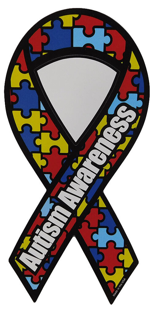 Autism Awareness Puzzle Ribbon Car Fridge Magnet Made In USA