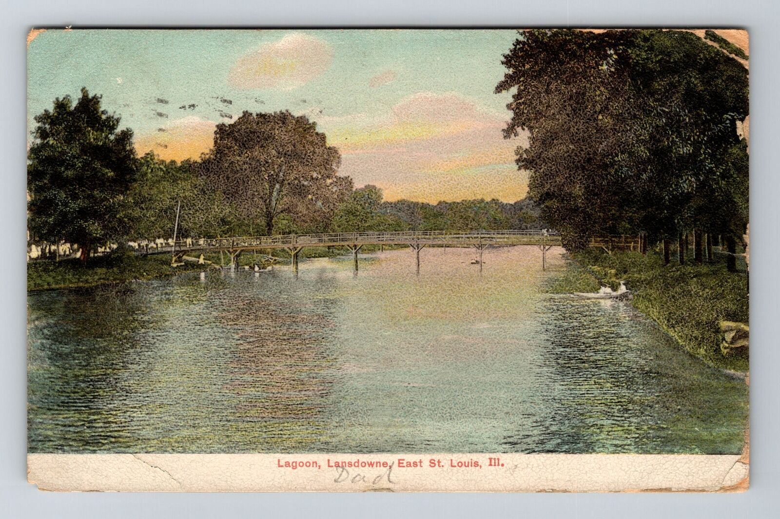 East St Louis, IL-Illinois, Lagoon Lansdowne Antique c1909, Vintage Postcard