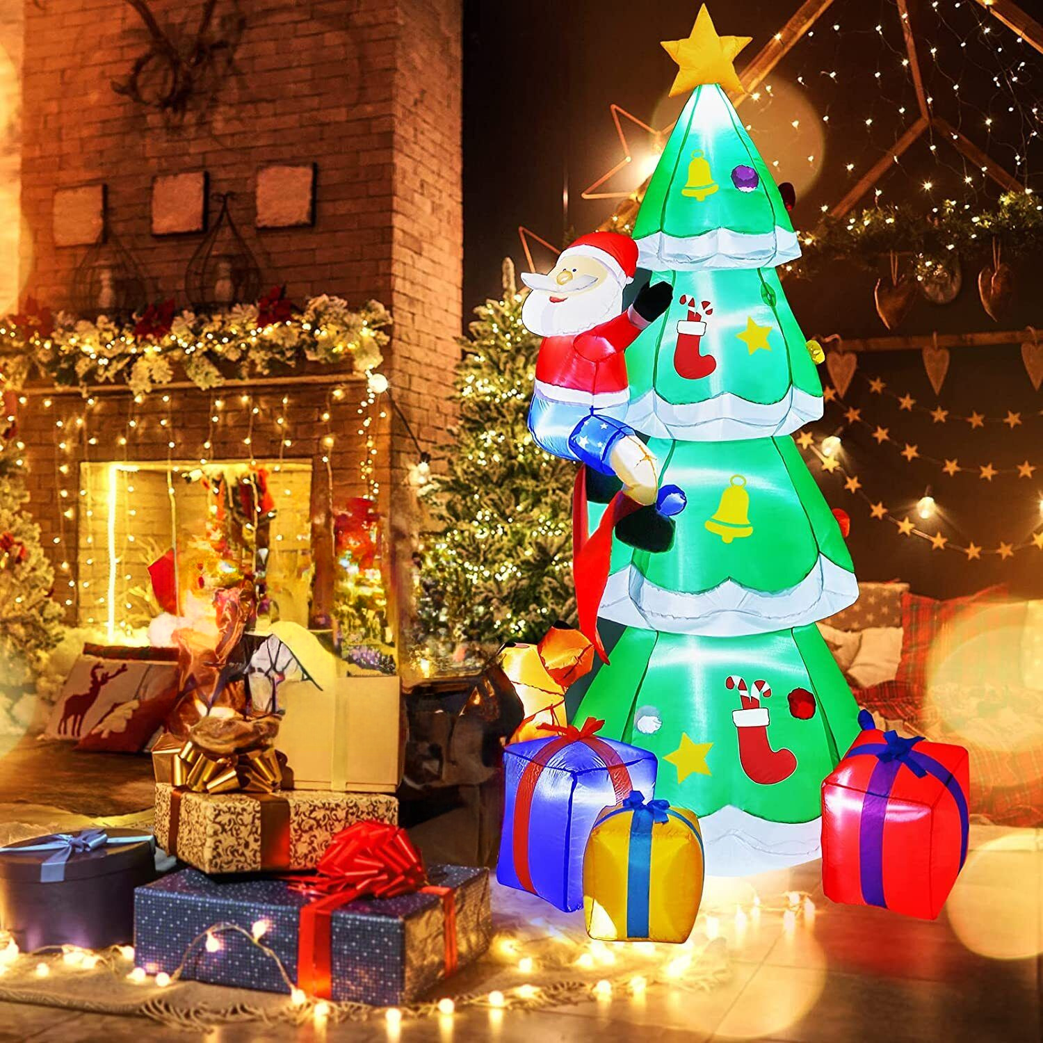 7.5ft Inflatable Christmas Tree LED Lighted Blow-up Outdoor Yard Lawn Home Decor