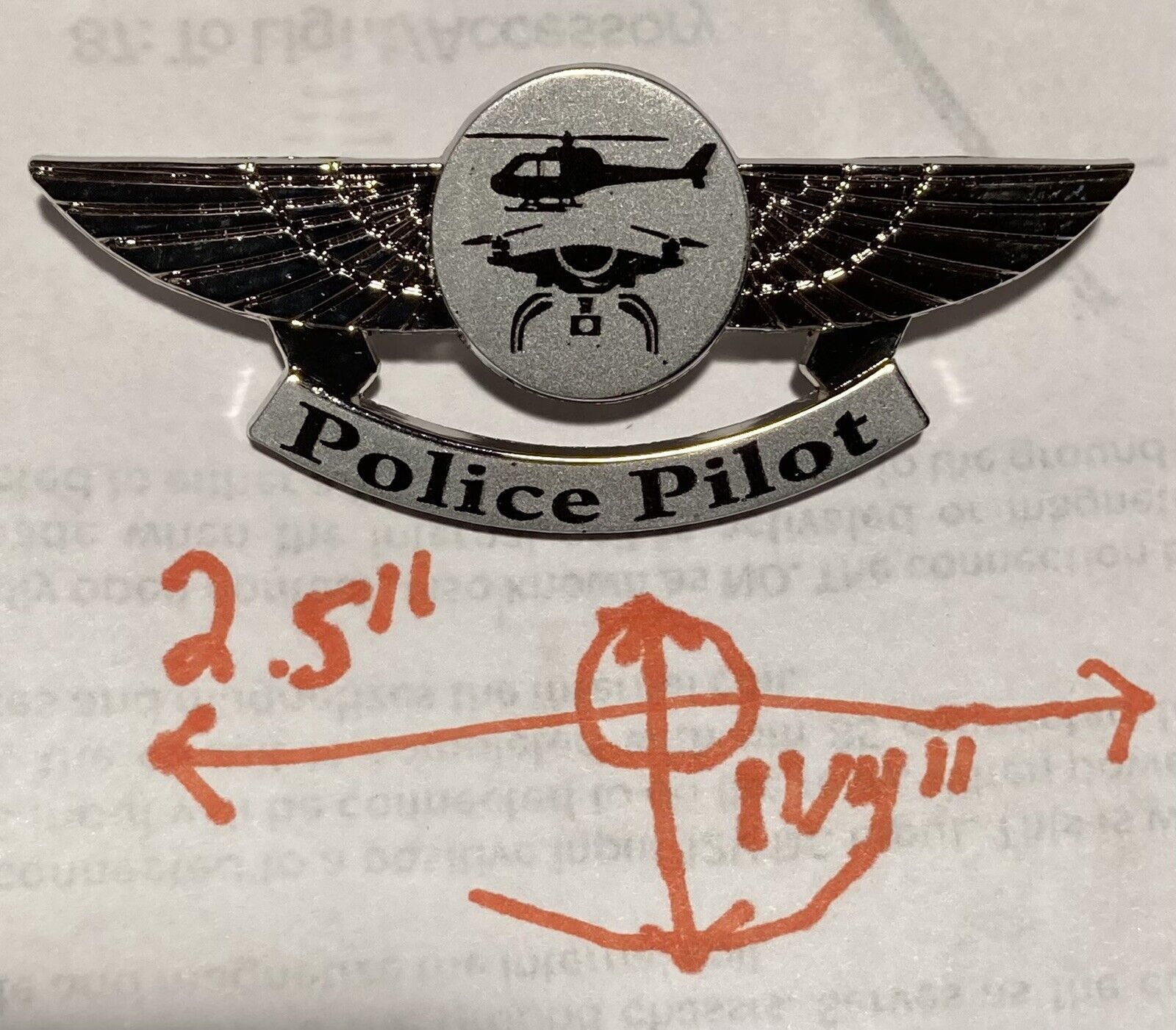 Police UAS Drone Pilot Pin