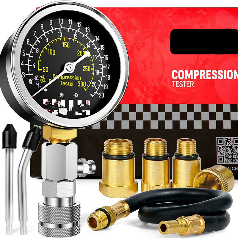 Compression Tester - Professional 8PCS Petrol Engine Cylinder Compression Tester