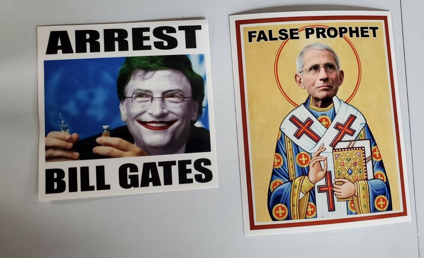 Bill Gates Dr Fauci Stickers LOT 2 ARREST BILL GATES ANTI Vaccine 💉 WHO BIDEN 
