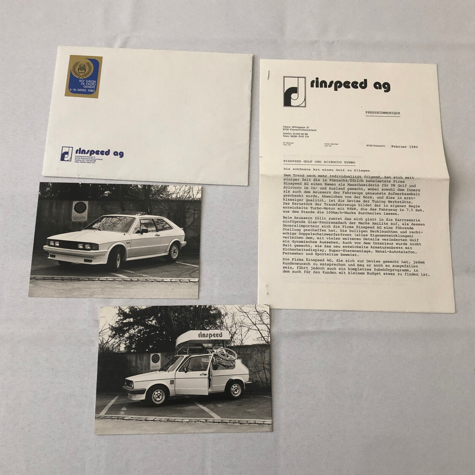 1980 Rinspeed Volkswagen VW Golf and Scirocco Turbo Press Kit with Photos