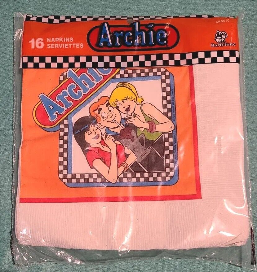  Vintage ARCHIE Partytime Napkins x16 1991 *SEALED* *FREE SHIPPING*