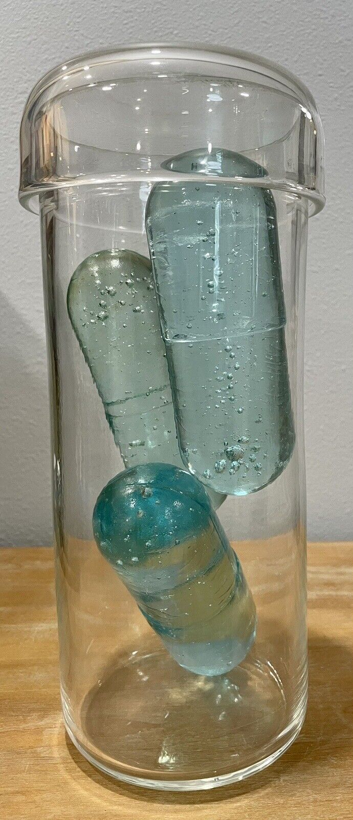 HUGE Hand Blown Art Glass Pill Bottle Sculpture