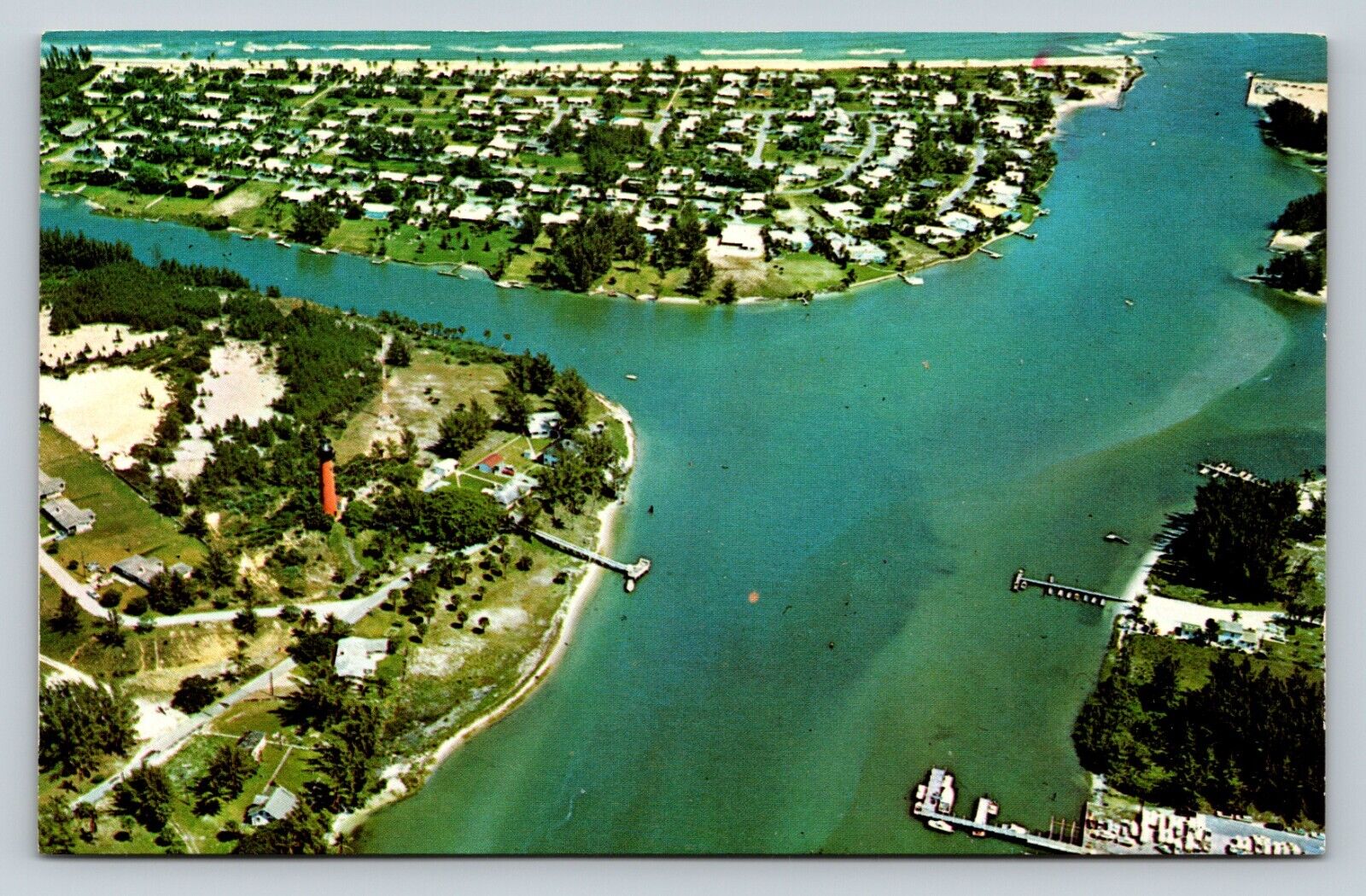 Beautiful Waterway & Homes Jupiter, Florida FL VINTAGE Postcard