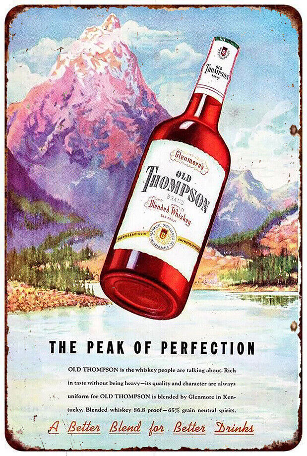 Old Thompson Peak Whiskey Ad Vintage LOOK Reproduction Metal sign
