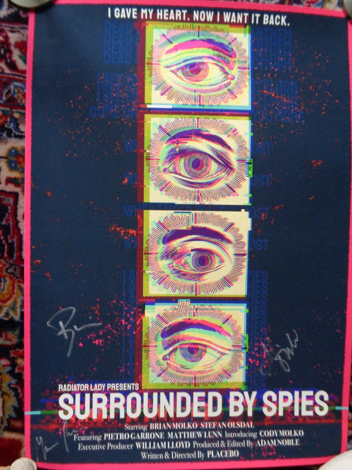 PLACEBO AUTOGRAPHS SURROUNDED BY SPIES EYES POSTER - LTD ONLY 250 SIGNED COPIES