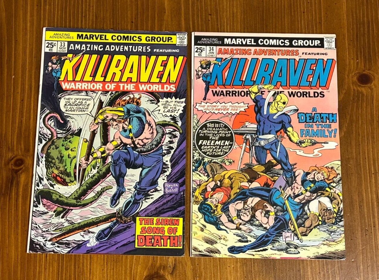 Killraven Warrior of the Worlds #33-#34 Comic Book Lot 1976