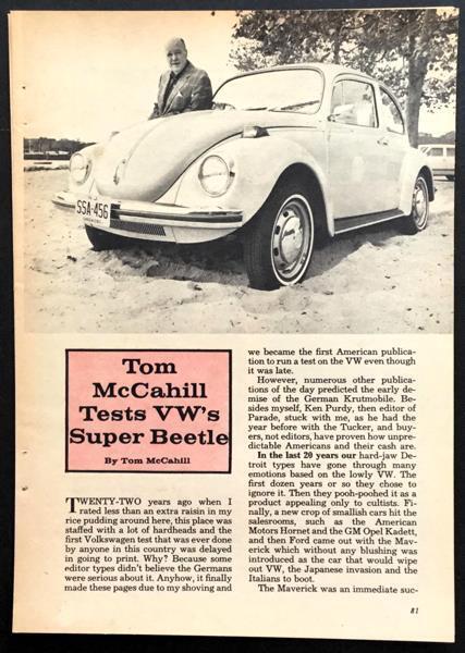 1971 VW Volkswagen Beetle Bug Tom McCahill Road Test