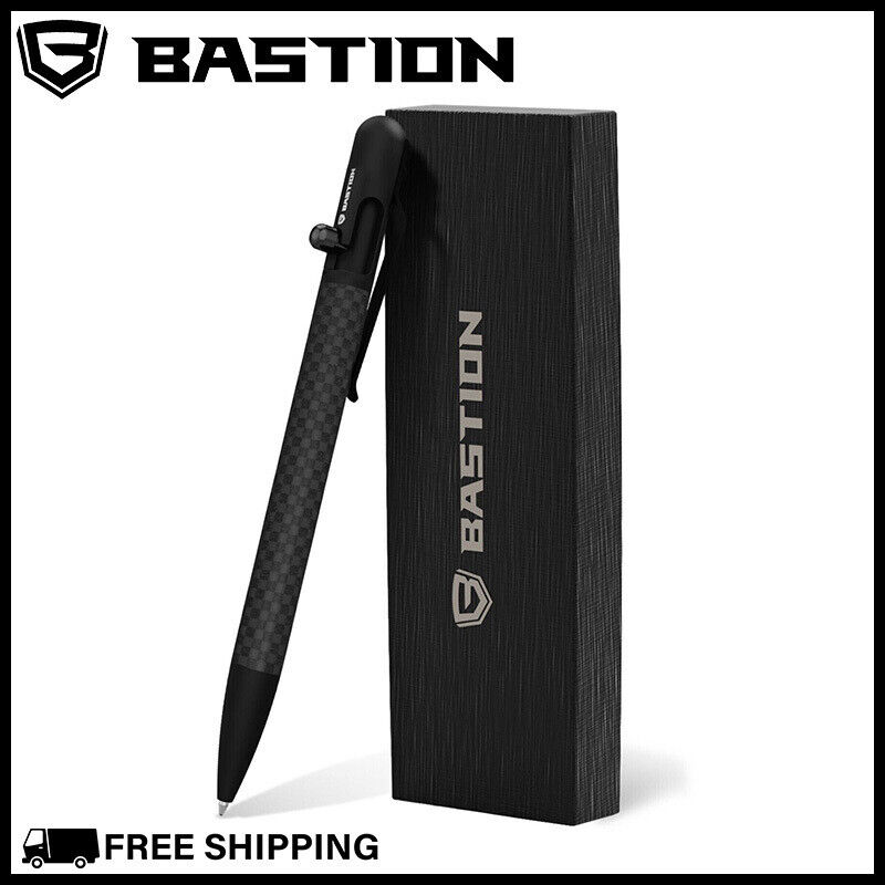 BASTION BOLT ACTION PEN Black Carbon Fiber Stainless Steel Metal Ballpoint Pens