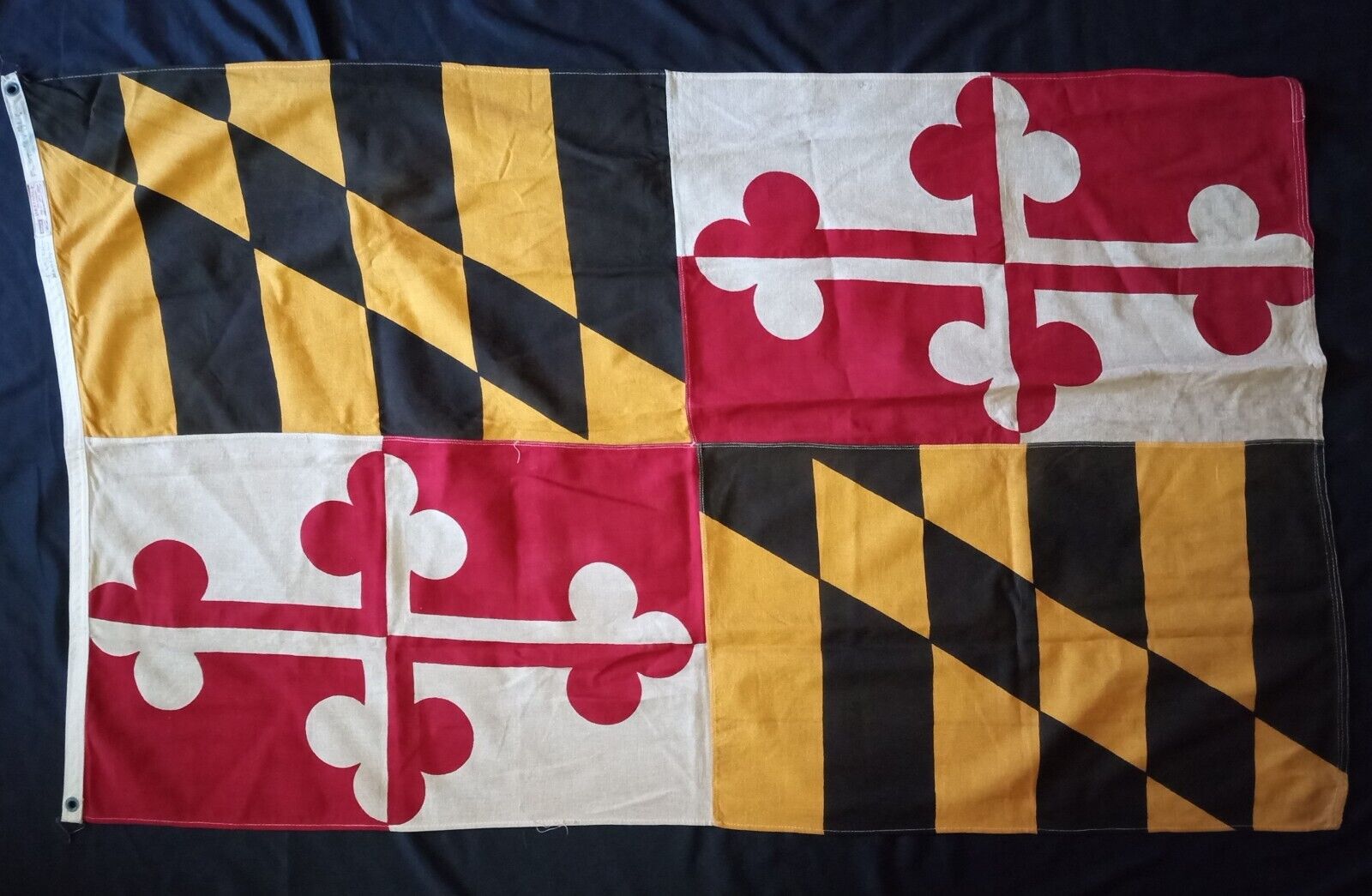 Post WWI Annin Defiance Maryland State Flag; 3x5 Sewn Cotton Bunting Late 1920s