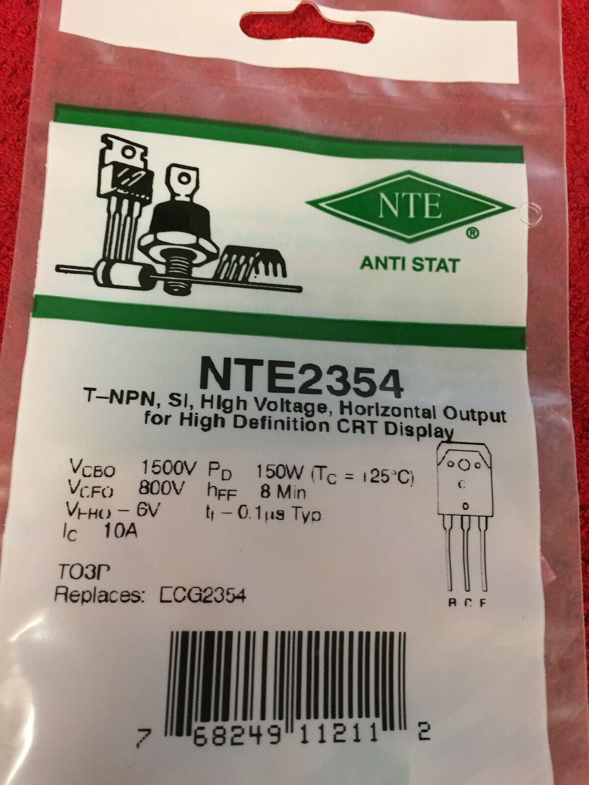 NTE2354 	 TRANS NPN 800V 10A TO3P