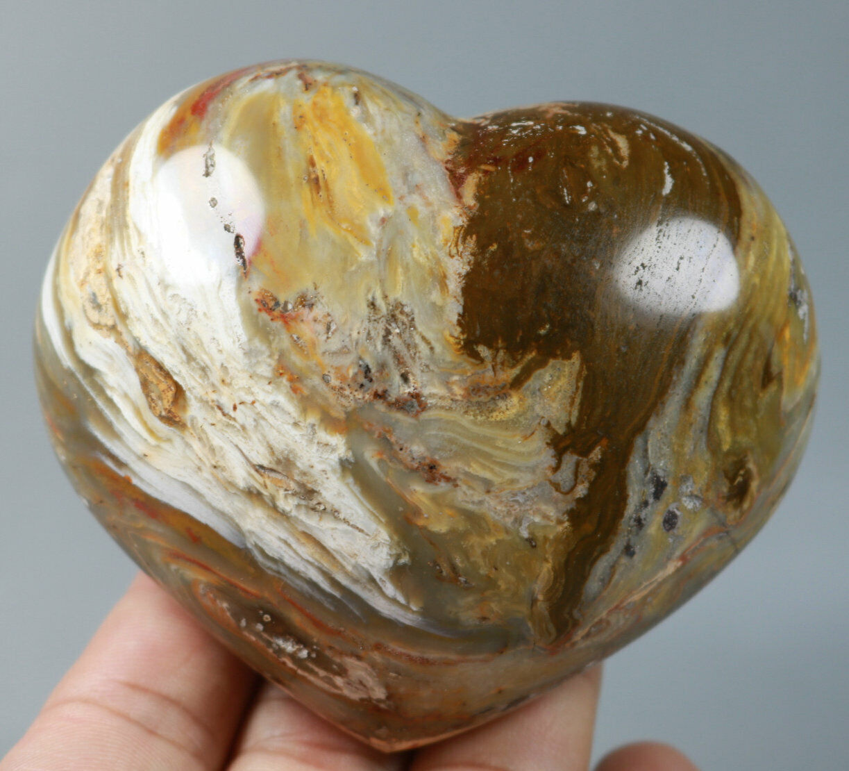Collection  Amazing Ocean Jasper Agate Geode Crystal Heart Reiki Stone 283g
