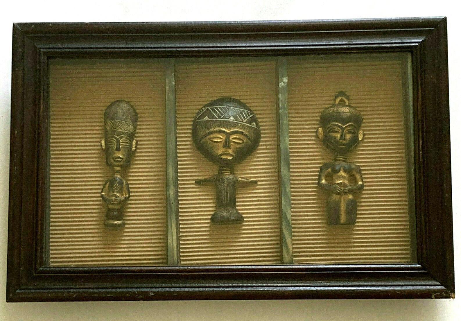 Framed African Tribal Art Fertility Figures / Shadow Box 15\
