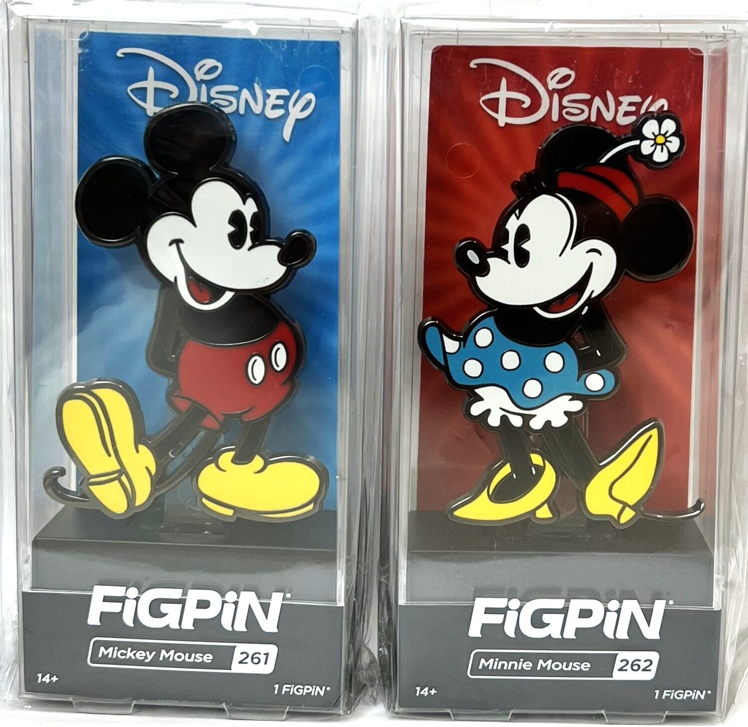 FiGPiN Disney Classic Mickey #261 & Minnie #262 Collectible FigPin Set of 2
