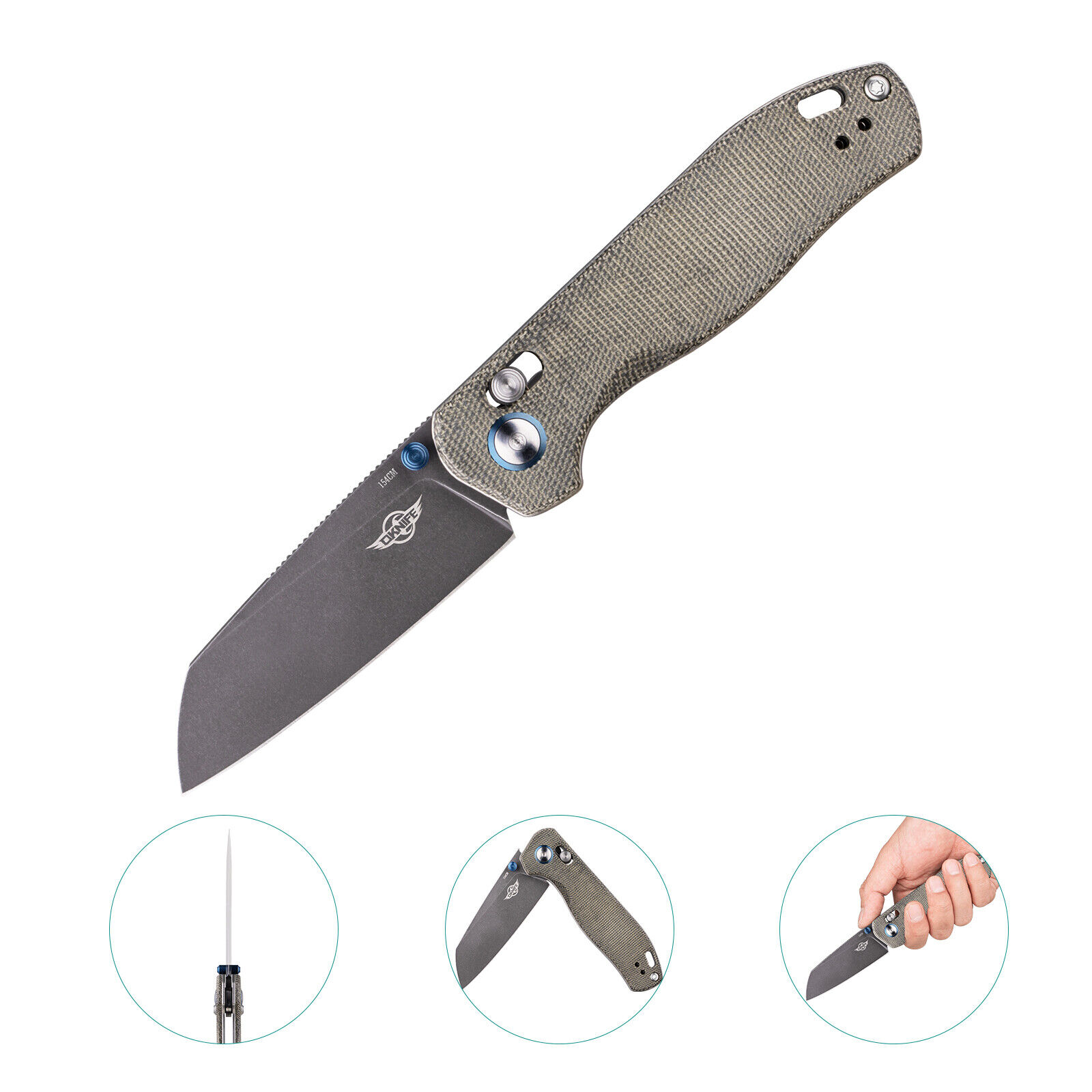 OKNIFE Rubato 2 Folding Knife Blade Knife with Aluminium&Micarta  Handle