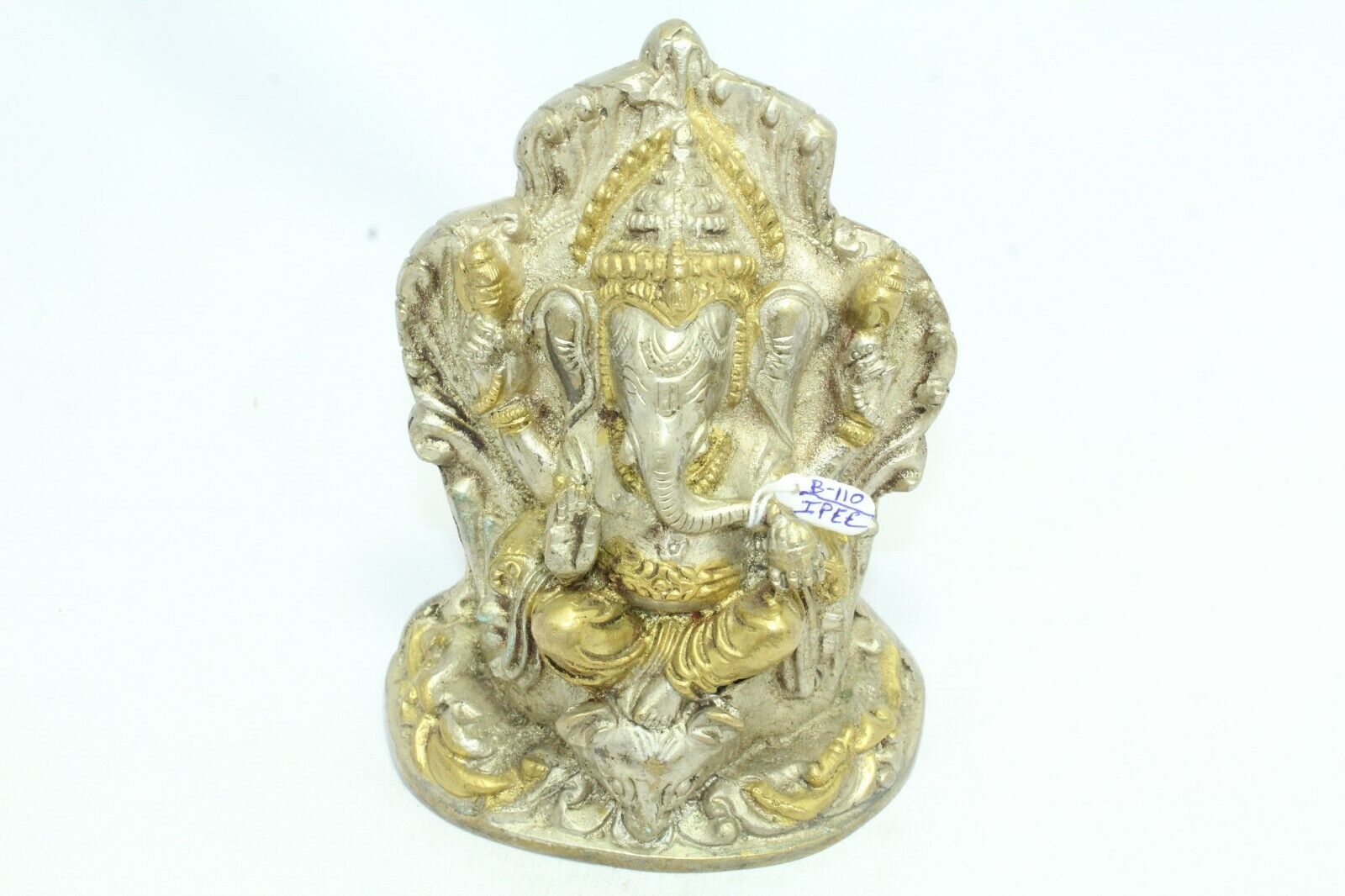 God Ganesha sitting statue idol gold white brass figure Home Decorative Gift