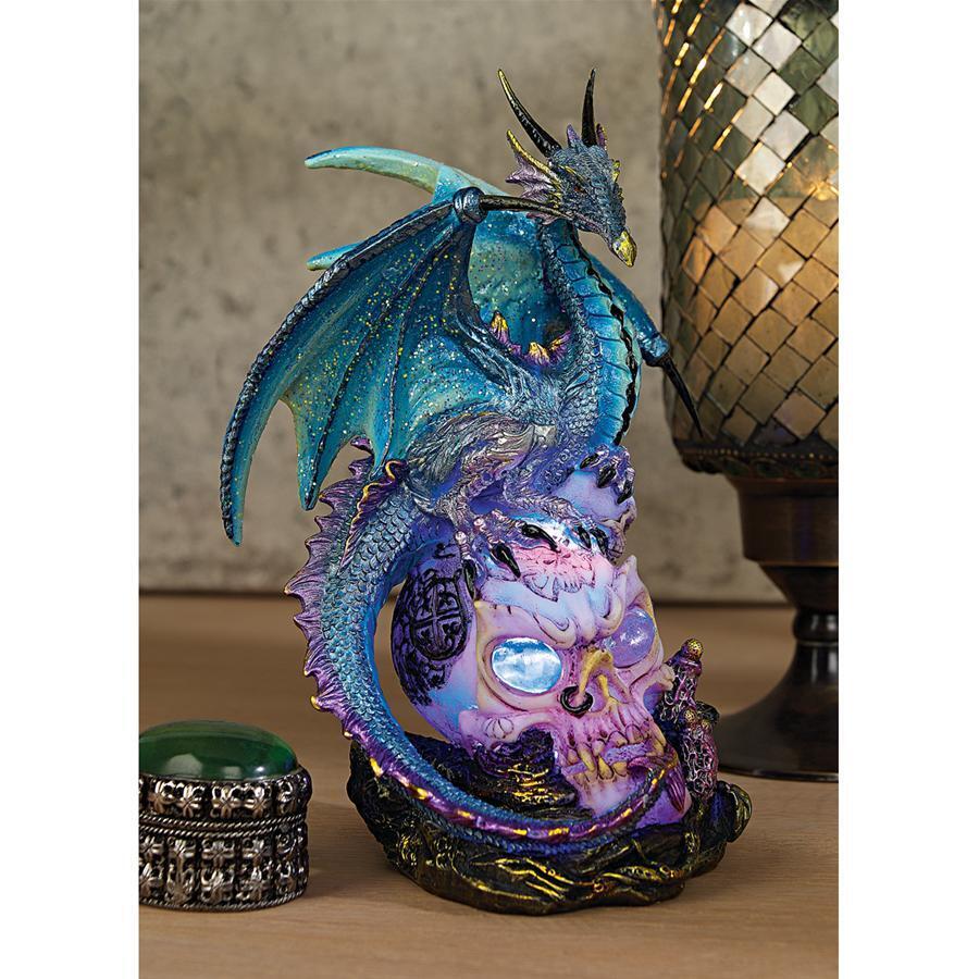 Gazing Skull Power of The Ice Dragon LED Light Pulsing Fantasy Gothic Sculpture