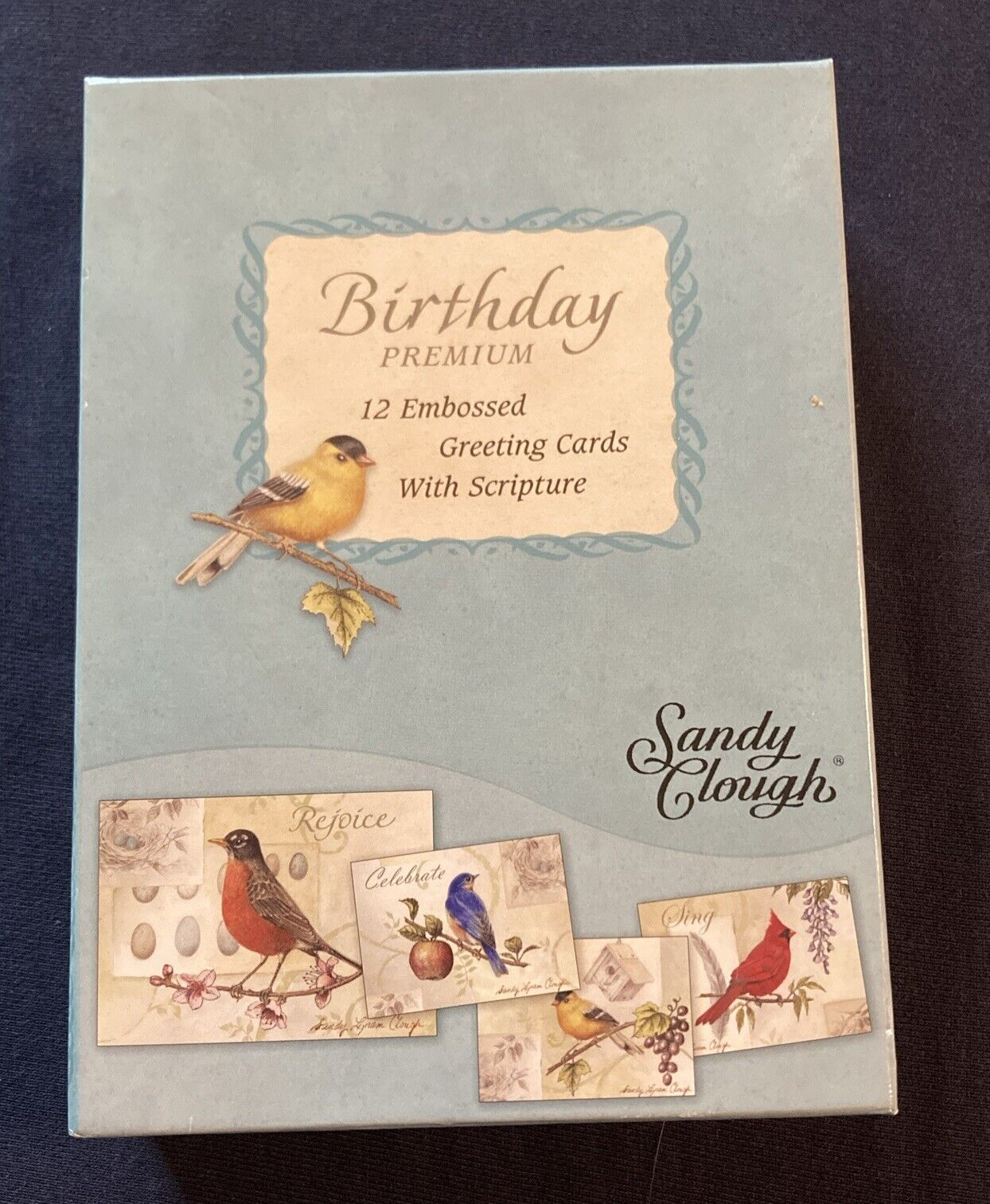 Sandy Clough Birthday Embossed Cards /greeting Cards With Scripture/birds