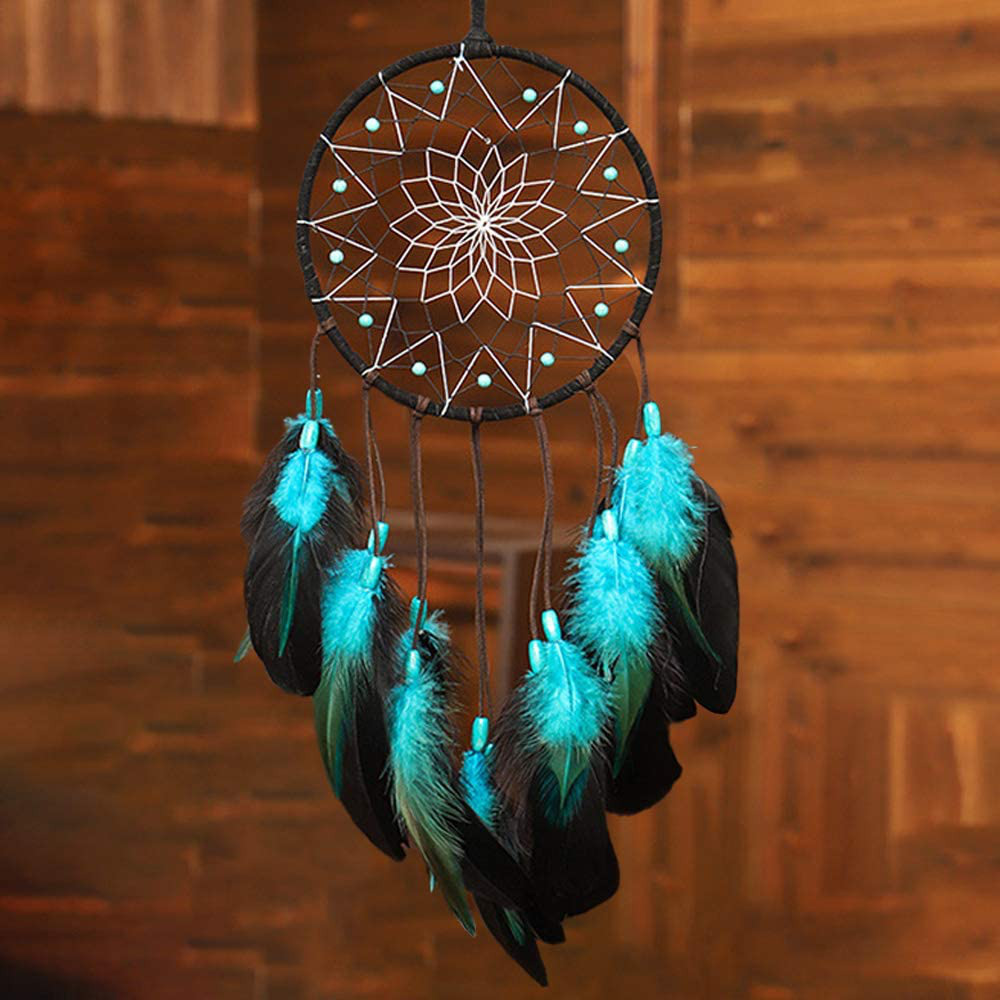 Blue Dream Catchers Handmade Boho Traditional Circular Net For Wall Hanging Deco