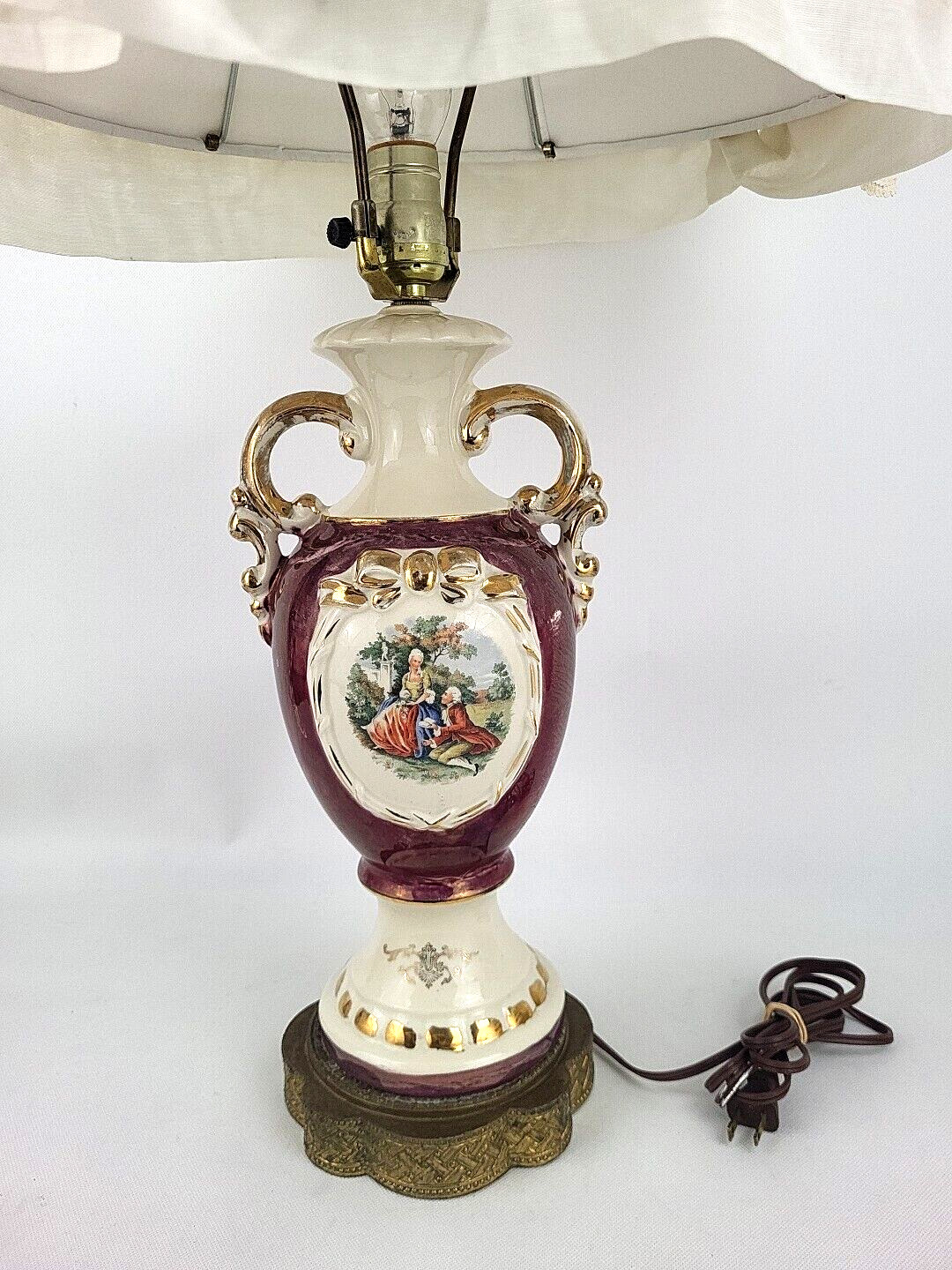 Fragonard George Washington Vintage Central Courting Couples Lamp w/ Original SH