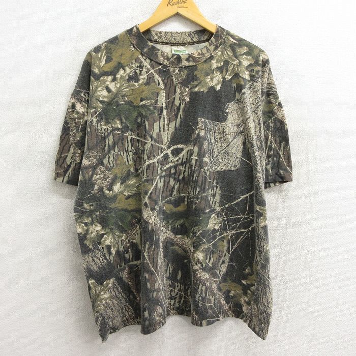 Xl/Used Short Sleeve Vintage T-Shirt Men\'S 00S Mossy Oak With Chest Pocket Large