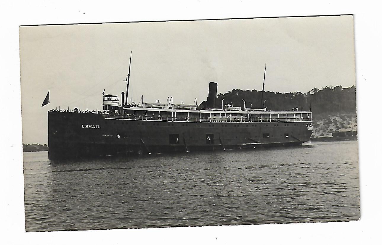 Early 1900\'s Postcard U.S. Mail Ship Boat Michigan Schools Closed Due To Measles