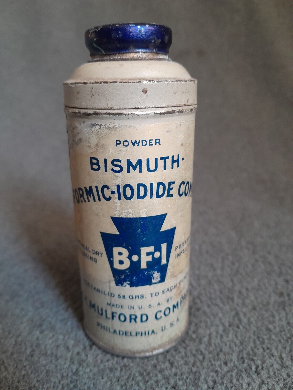 Vintage Tin Bismuth Formic Iodide Compound Tin Medical Advertising 