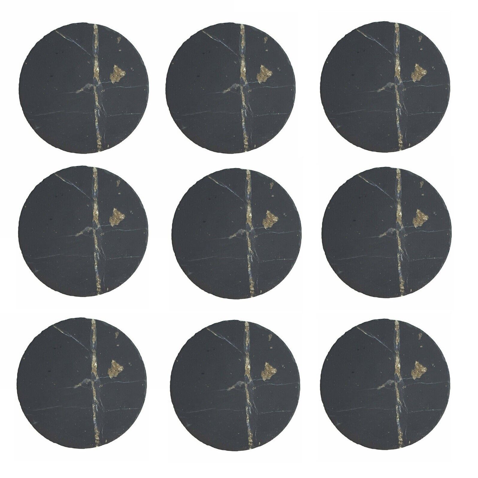 SHUNGITE Stickers 9 pcs EMF Protection Plate Cell Phone Round 19 mm UnPolished