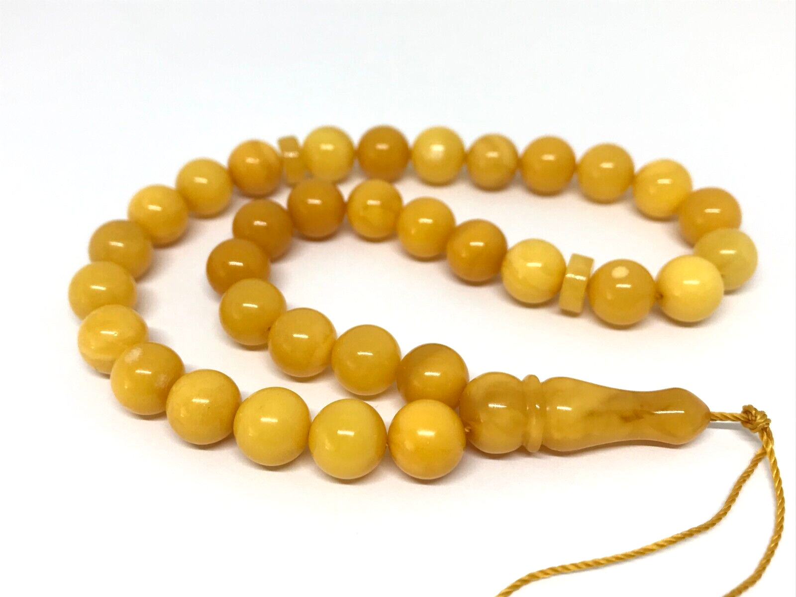Islamic 33 Prayer Beads Round Egg Yolk BALTIC Amber TASBIH Mat Opaque 14,7g 7456