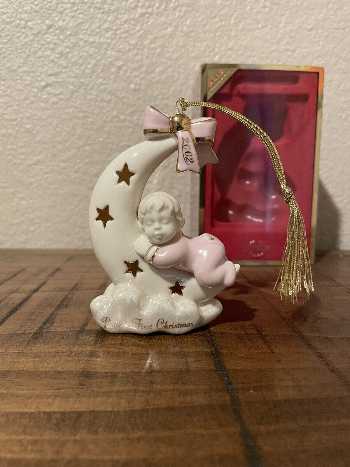 Vintage Lenox “Baby’s First Christmas” Ornament with Box 2002 Baby Girl *Mint*