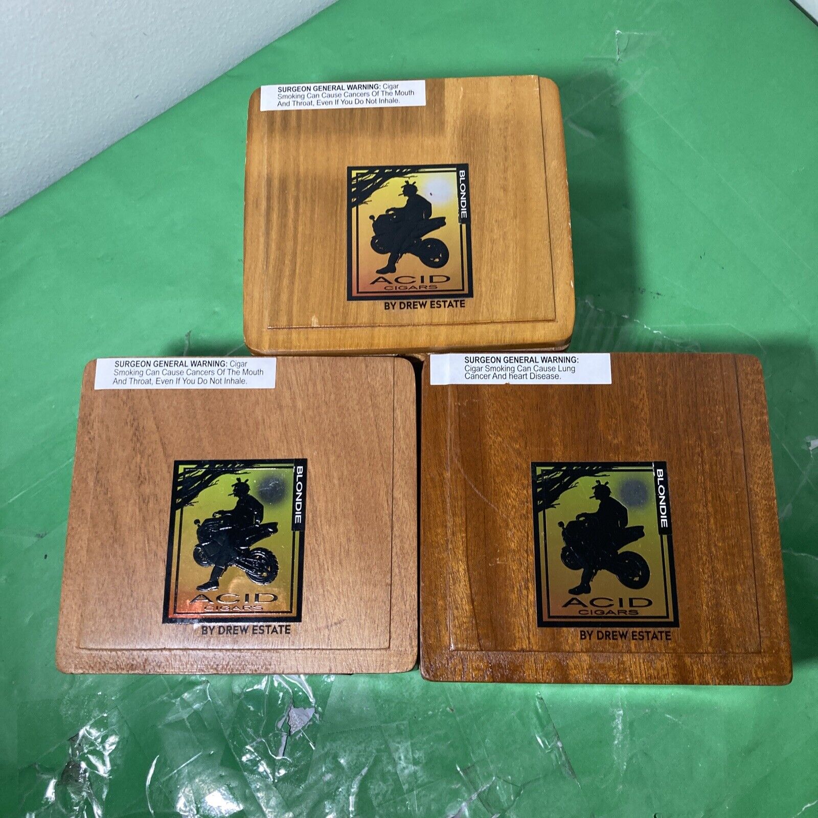 Acid Cigar Boxes Set of 3: Empty Acid Cigar Box - Assorted Shades Of Brown 6.5x6