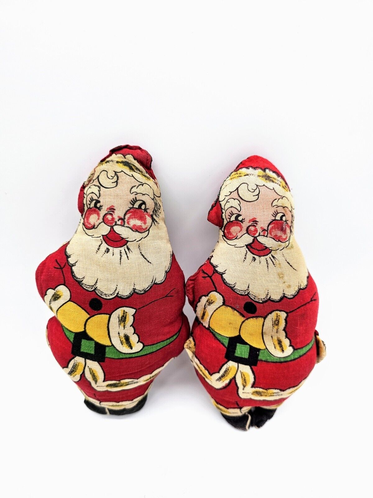Vintage Stuffed Santa Claus Pair Stuffed Fabric Christmas Decorations