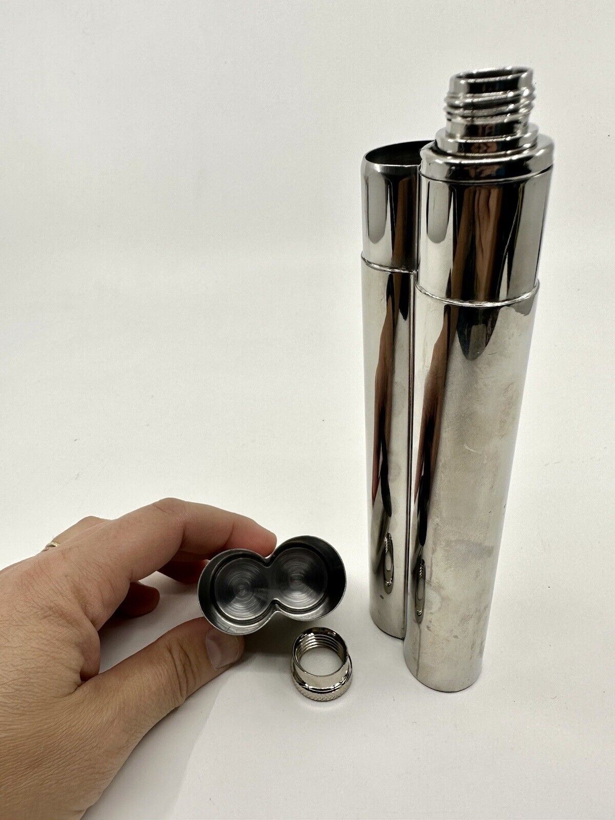 2oz Stainless Steel Flask with Cigar Tube Branded