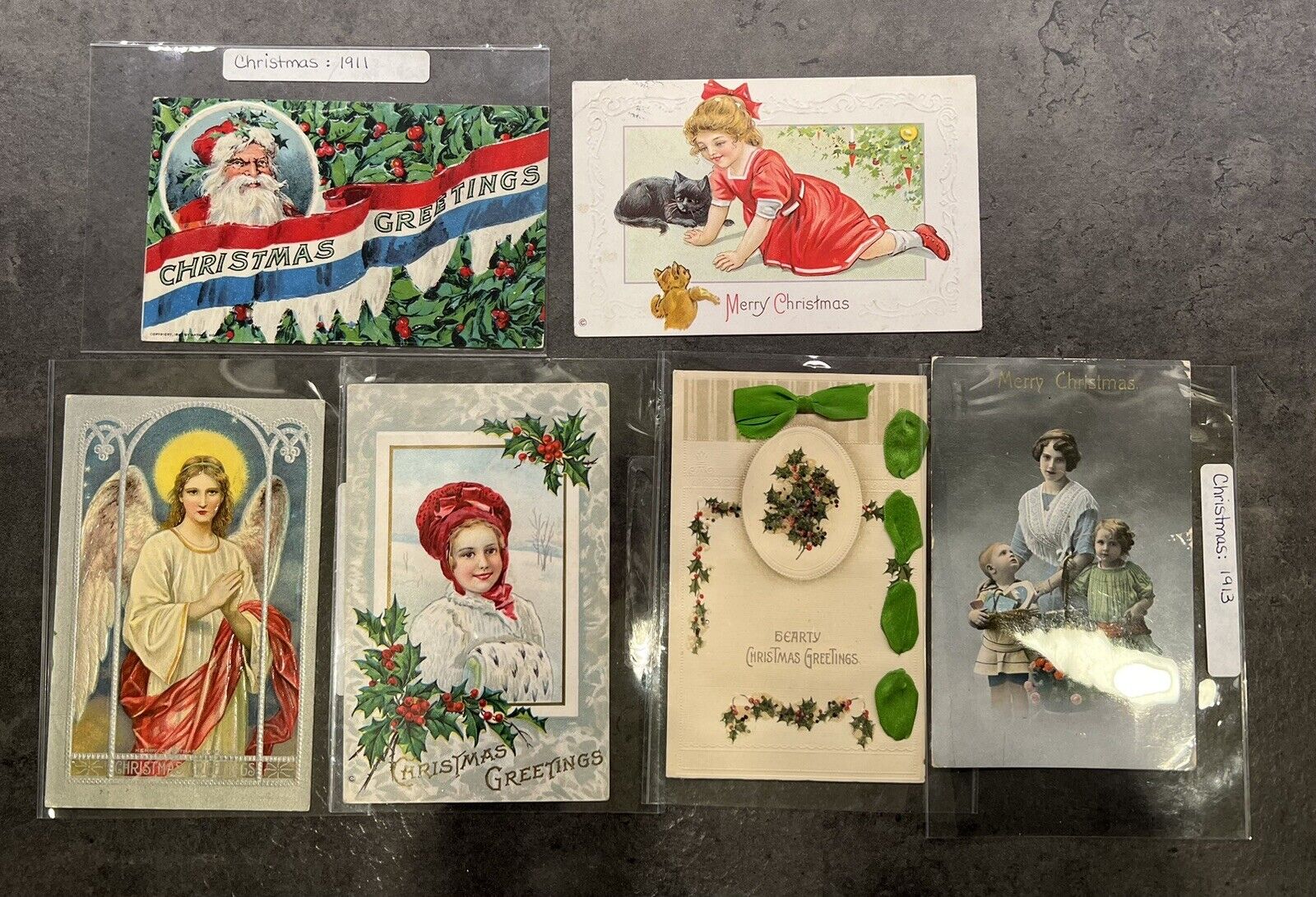 Lot Of 6 Antique Christmas Postcards Ranging From 1911-1913