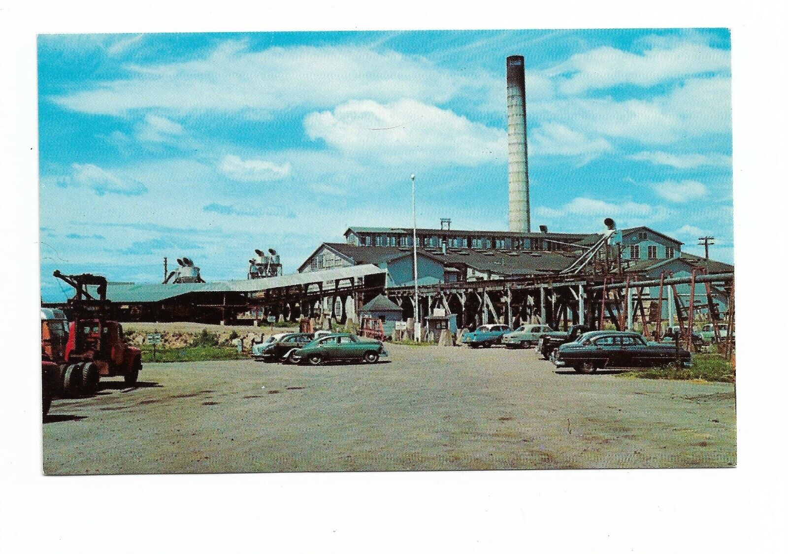 1962 VINTAGE LAONA WISCONSIN PC CONNOR LUMBER COMPANY MILL WIS POSTCARD VTG CAR