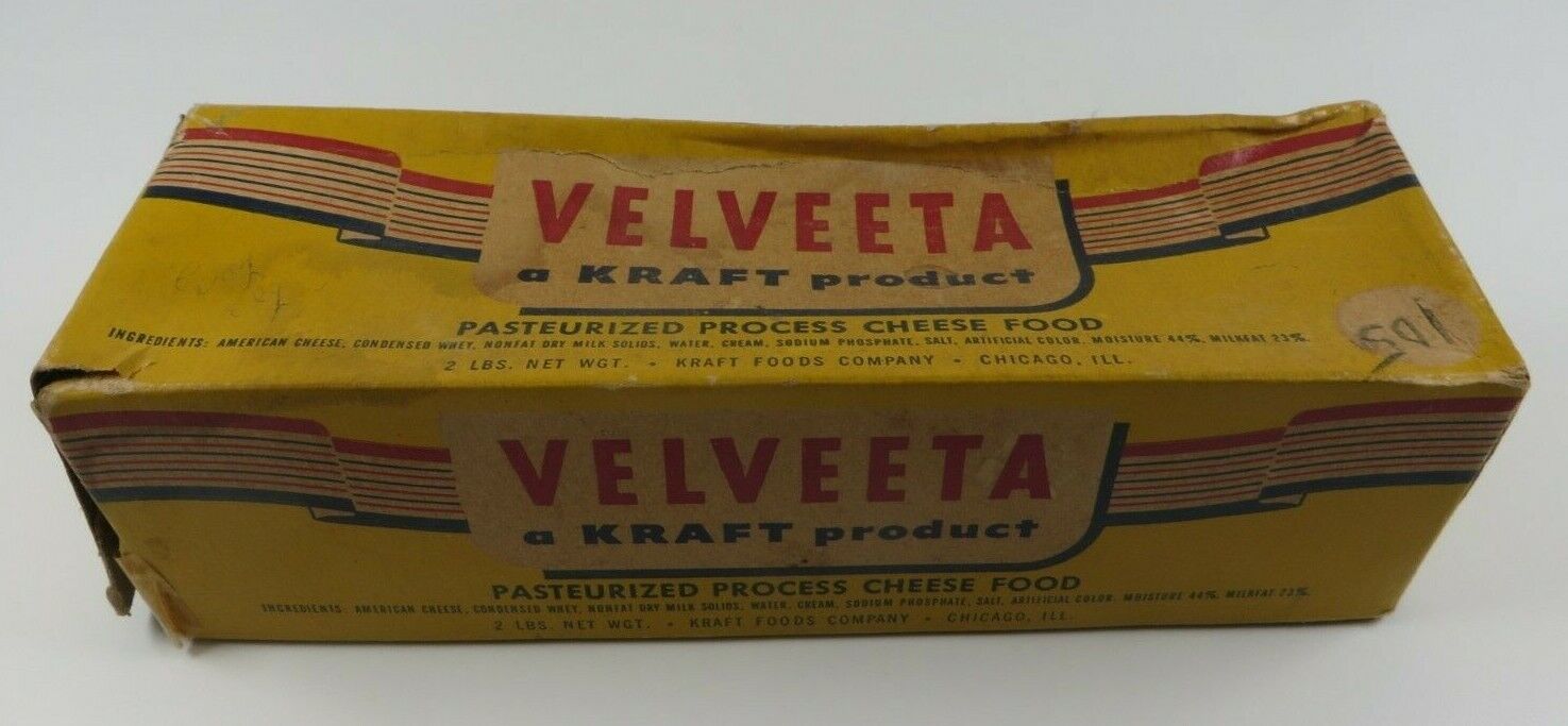 Vintage 50\'s or 60\'s VELVEETA Kraft Product Cardboard Box Processed Cheese Food 