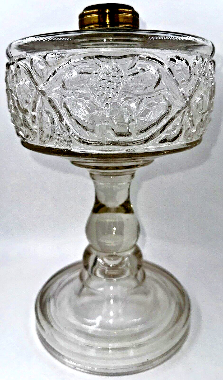 Large Antique CONCORD GRAPE Pattern Kerosene or Oil Glass Stand Lamp