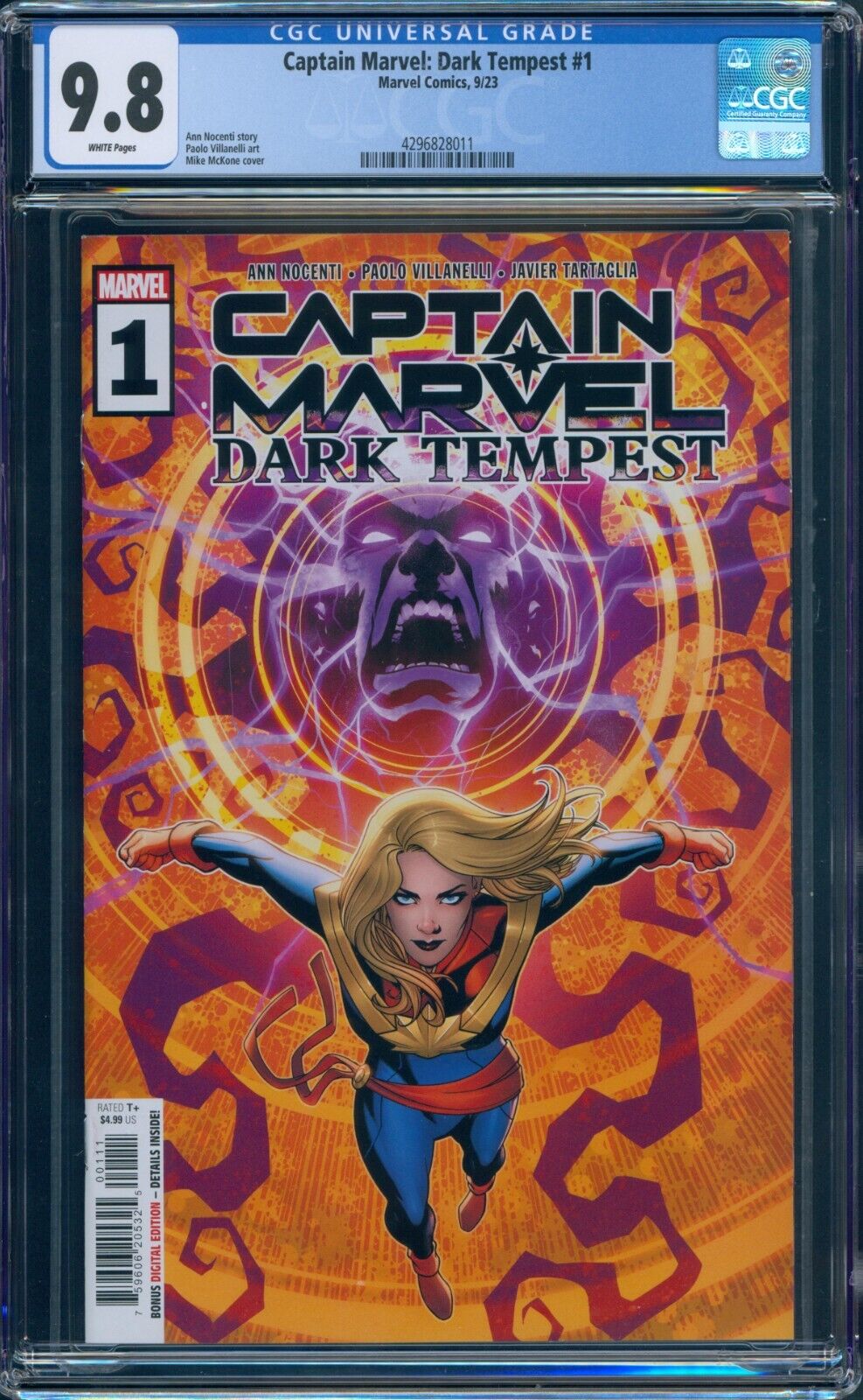 Captain Marvel Dark Tempest 1 CGC 9.8 1st Appearance of Nada Key Cover A 2023