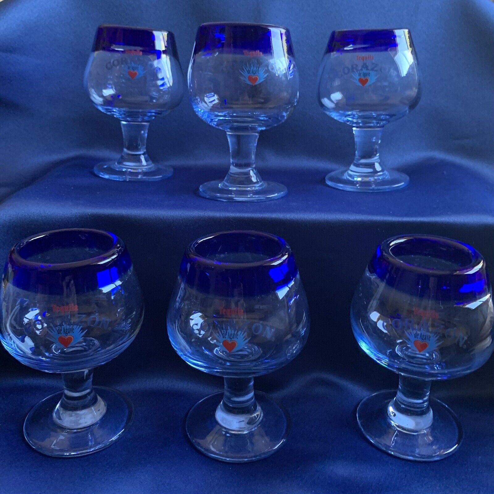 Vintage Tequila Corazon Handcrafted Shot Glasses Sippers Set of 6 Cinco De Mayo