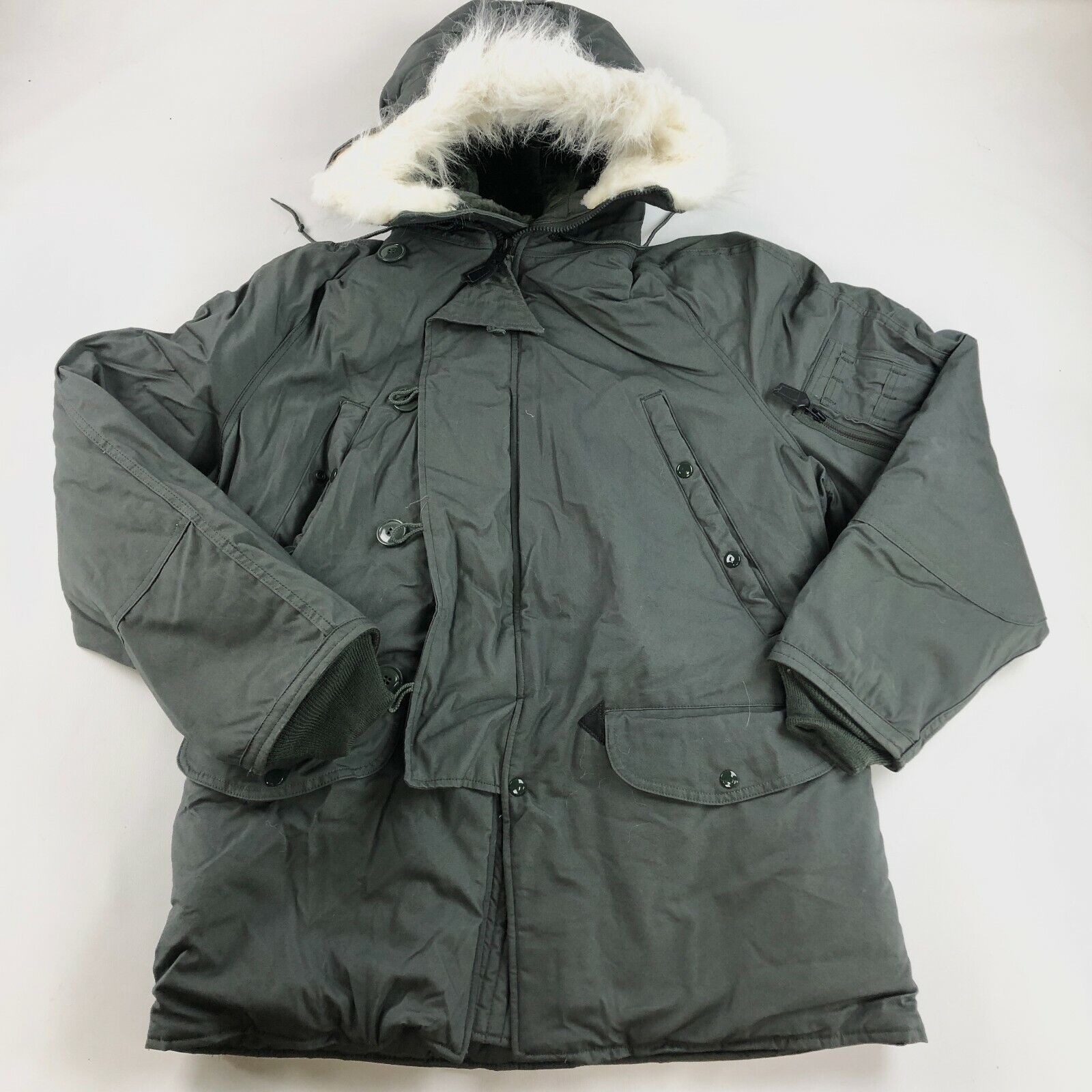 Extreme Cold Weather Parka N3-B US Military USGI Insulated Jacket Hood LARGE