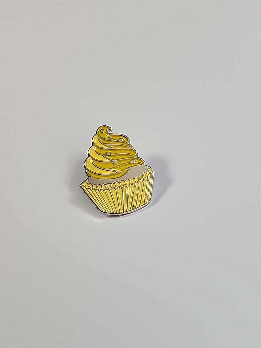 Frosted Cupcake Lapel Pin Yellow & Silver Colors