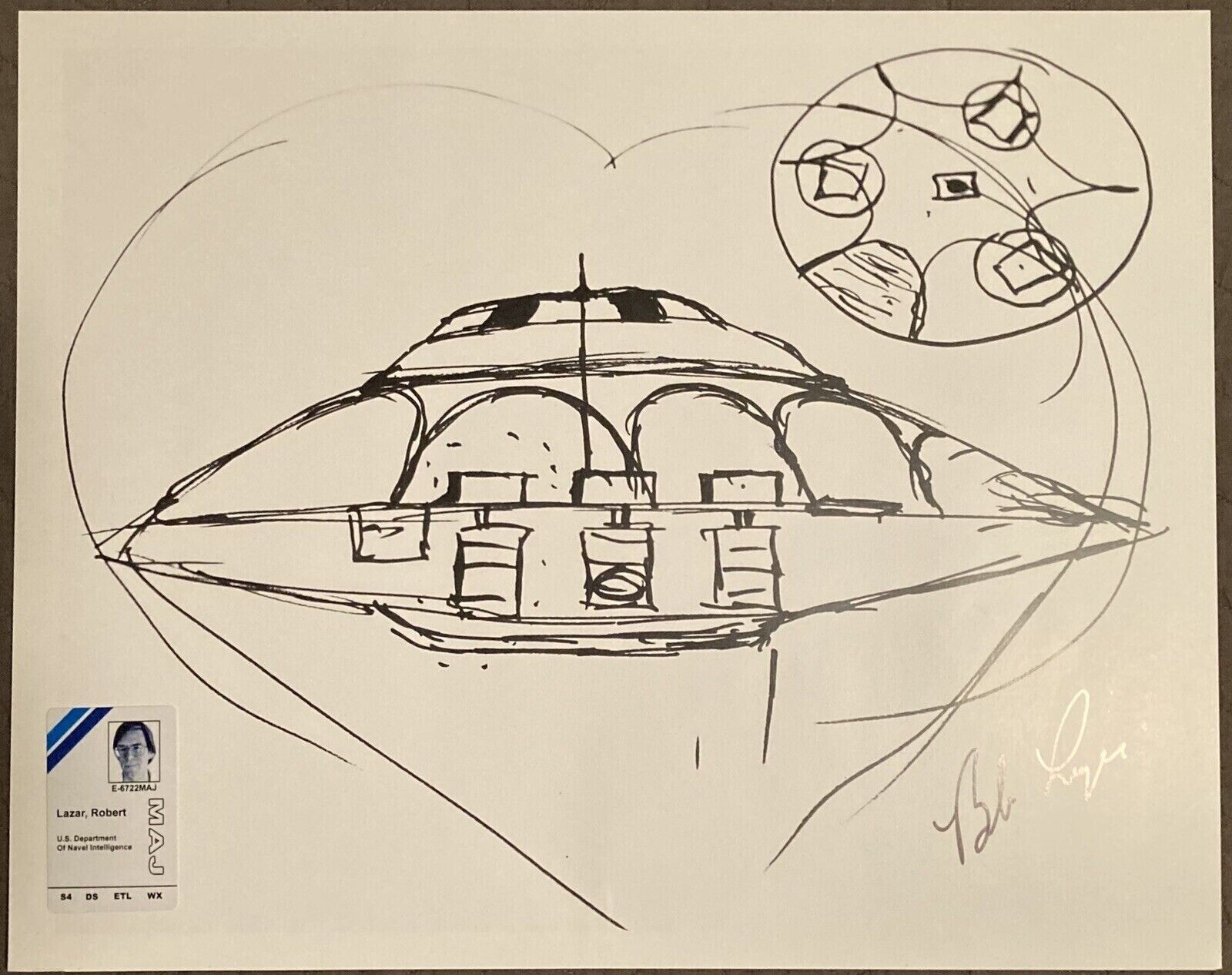 UFO PHOTO 8.5X11 AREA 51 BOB LAZAR AUTOGRAPH SIGNED FLYING SAUCER POSTER REPRINT