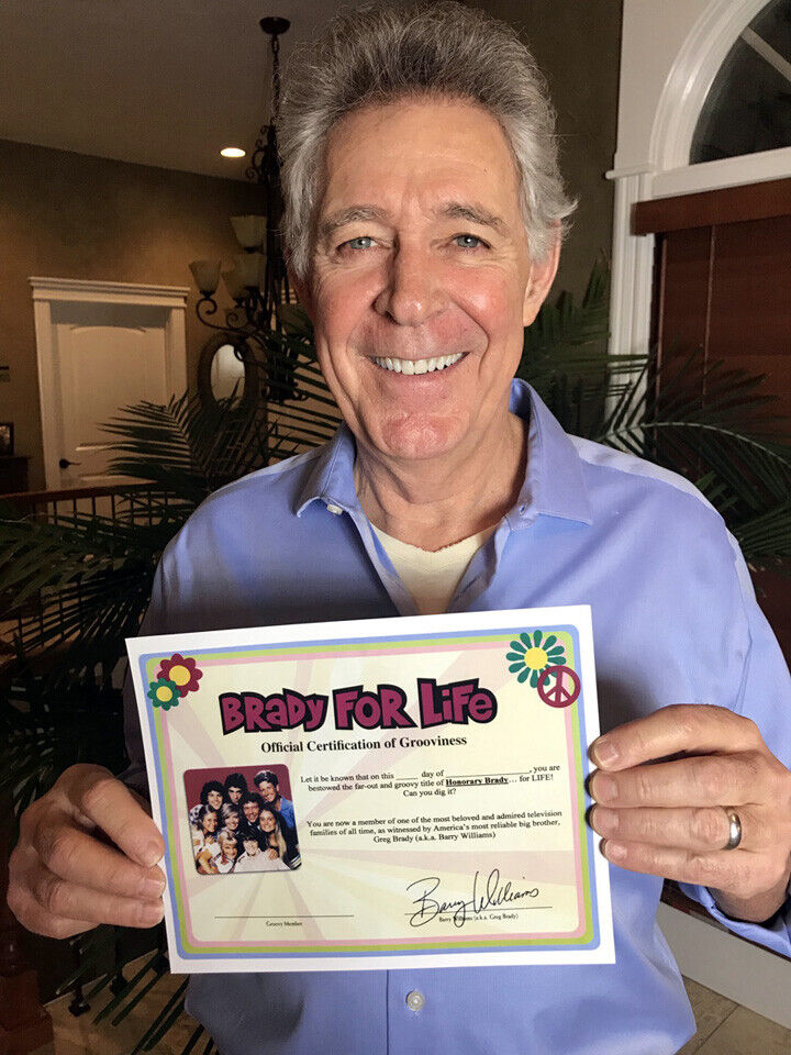 BARRY WILLIAMS DIRECT Honorary Brady For Life SIGNED Certificate of Grooviness