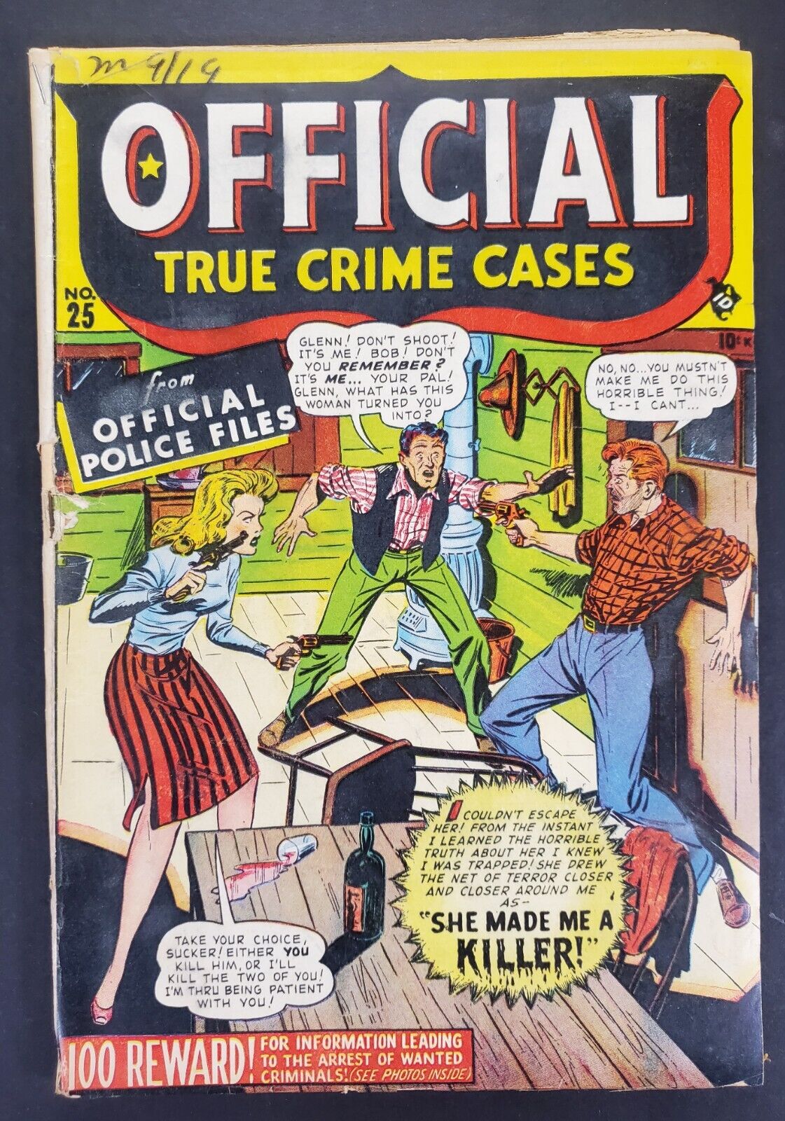 Official True Crime Cases #25 Timely Comics Syd Shores Cover 1947