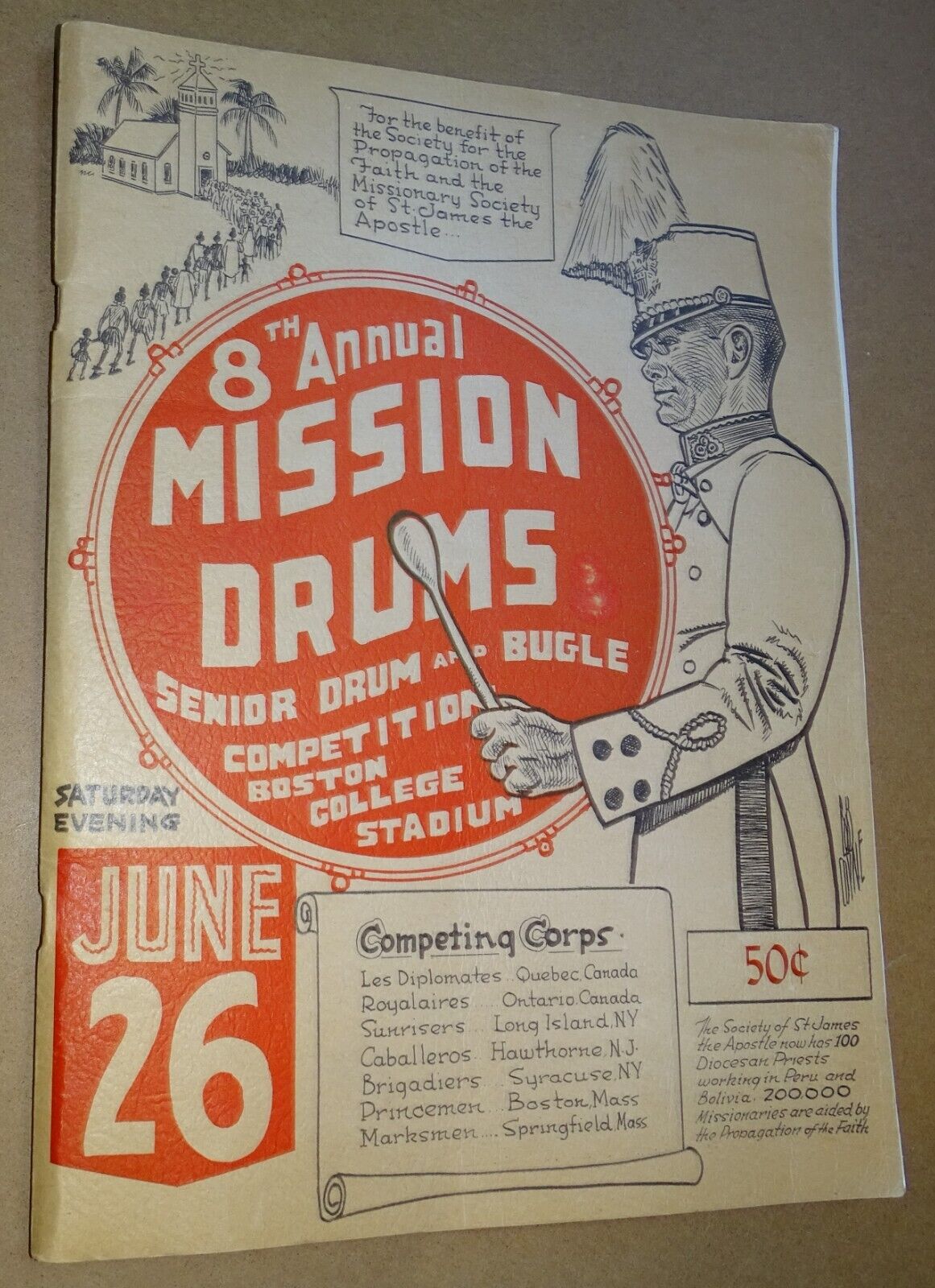8th Annual Mission Drums & Bugle Competition BOSTON COLLEGE 1965 Program